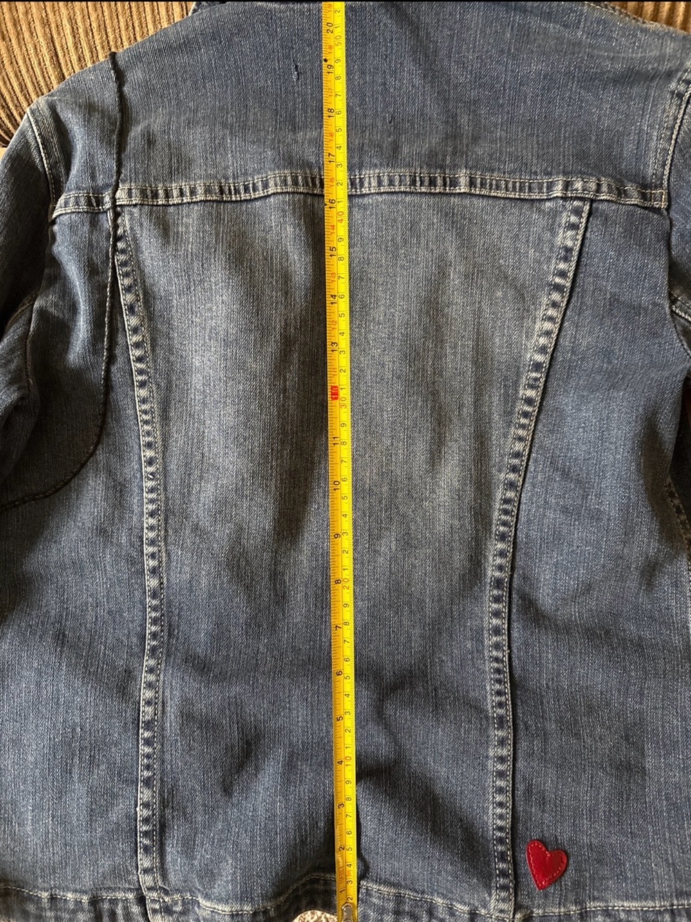 Medium Brighton Vintage Women's Denim Jacket, Genuine Leather Accents, Hearts - Picture 8 of 10